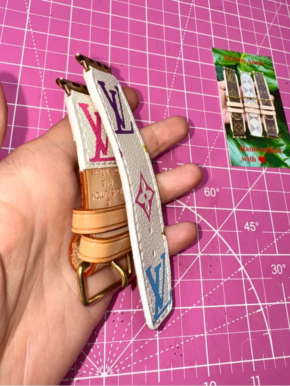 🌹 Louis Vuitton Poignet Multicolor Apple Watch band Handmade - Picture 7 of 16